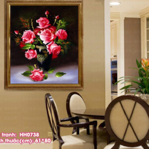 Tranh thêu chữ thập Bình Hoa Hồng HH0738 kích thước 61cm x 80cm