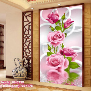 Tranh thêu chữ thập Hoa Hồng HH0739 kích thước 95cm x 178cm