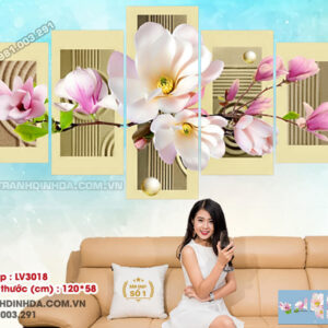 Tranh thêu chữ thập Hoa Ngọc Lan Khoe Sắc LV3018 Kích thước 120x58cm