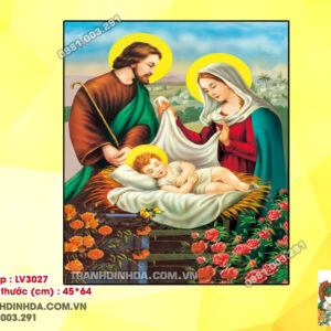 Tranh thêu chữ thập Gia Đình Chúa LV3027 Kích thước 45x64cm