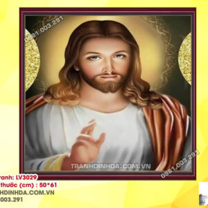 Tranh thêu chữ thập Chúa JESU  LV3029 Kích thước 50x61cm