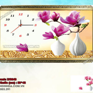 Tranh thêu chữ thập Đồng Hồ Hoa Ngọc Lan LV3040 Kích thước 58x43cm