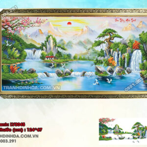 Tranh thêu chữ thập Sơn Thủy Hữu Tình LV3045 Kích thước 124x67cm