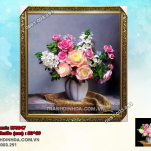 Tranh thêu chữ thập Bình Hoa Nghệ Thuật LV3047 Kích thước 50x59cm