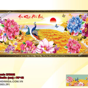 Tranh thêu chữ thập Hoa Khai Phú Quý LV3062Kích thước 93x43cm