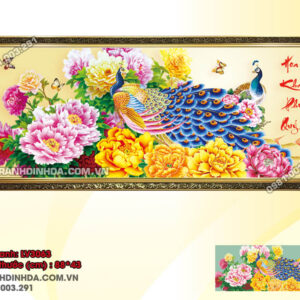 Tranh thêu chữ thập Hoa Khai Phú Quý LV3063 Kích thước 88x43cm
