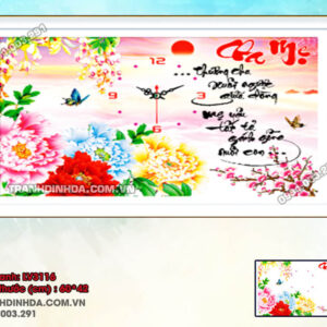 Tranh thêu chữ thập Đồng Hồ Cha Mẹ LV3116 Kích thước 60x42cm