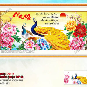 Tranh thêu chữ thập Cha Mẹ LV3134 Kích thước 92x43cm