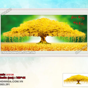 Tranh thêu chữ thập Giàu Sang Phú Quý LV3135 Kích thước 100x44cm