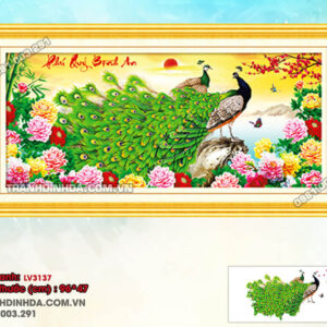 Tranh thêu chữ thập Phú Quý Bình An LV3137 Kích thước 96x47cm