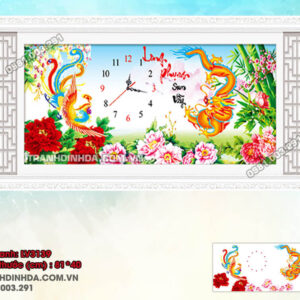 Tranh thêu chữ thập Đồng Hồ Long Phụng Sum Vầy LV3139 Kích thước 81x40cm
