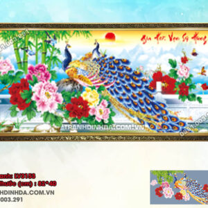 Tranh thêu chữ thập Gia Hòa Vạn Sự Hưng LV3153 Kích thước 82x40cm
