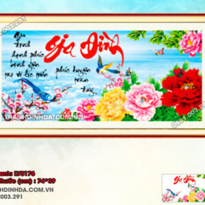 Tranh thêu chữ thập Thư Pháp Gia Đình LV3176 Kích thước 74x39cm