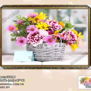 Tranh thêu chữ thập Bình Hoa Nghệ Thuật LV3189Kích thước 57x43cm