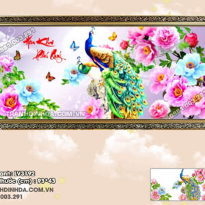 Tranh thêu chữ thập Hoa Khai Phú Quý LV3192 Kích thước 93x43cm