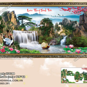 Tranh thêu chữ thập Lưu Thủy Sinh Tài LV3198 Kích thước 115x62cm