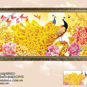 Tranh thêu chữ thập Gia Hòa Vạn Sự Hưng LV3200 Kích thước 90x43cm