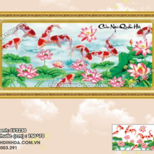 Tranh thêu chữ thập Cửu Ngư Quần Hội LV3230 Kích thước 150cmx70cm