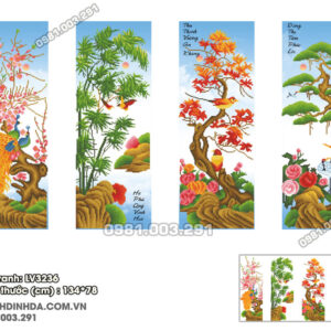Tranh thêu chữ thập Tứ Quý mai Trúc Cúc Tùng LV3236 Kích thước 134cmx78cm
