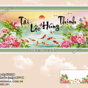 Tranh thêu chữ thập Tài Lộc Hưng Thịnh LV3238 Kích thước 93cmx44cm