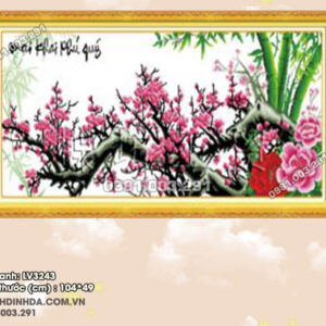 Tranh thêu chữ thập Mai Khai Phú Quý LV3243 Kích thước 104cmx49cm