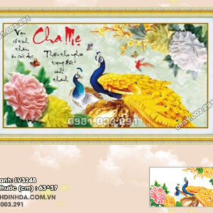 Tranh thêu chữ thập Cha Mẹ LV3248 Kích thước 63cmx37cm