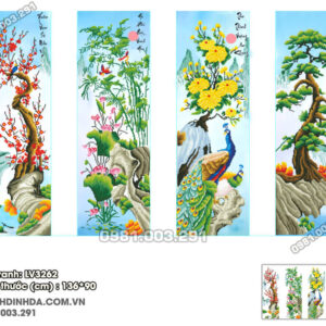 Tranh thêu chữ thập Tứ Quý Tùng Cúc trúc mai LV3262 Kích thước 136cmx90cm