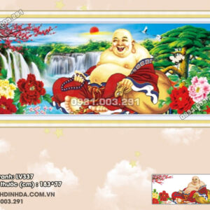 Tranh đính đá Phật Di Lặc LV337 kích thước 183cm x 77cm