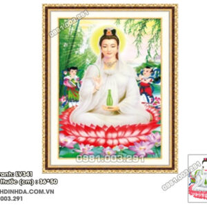 Tranh đính đá Phật Quan Âm LV341 kích thước 36cm x 50cm