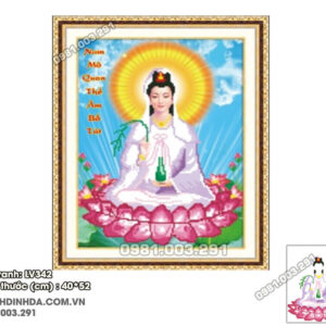 Tranh đính đá Phật Quan Âm LV342 kích thước 40cm x 52cm