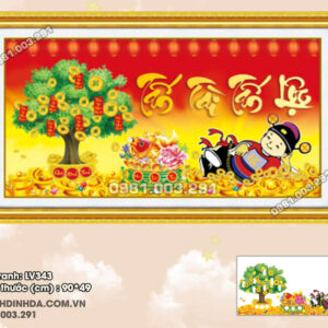 Tranh đính đá Tấn Tài Tấn Lộc LV343 kích thước 90cm x 49cm