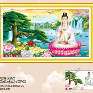 Tranh đính đá Phật Quan Âm LV356 kích thước 75cm x 46cm