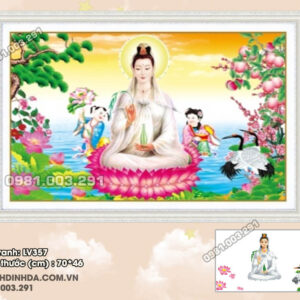 Tranh đính đá Phật Quan Âm LV357 kích thước 70cm x 46cm