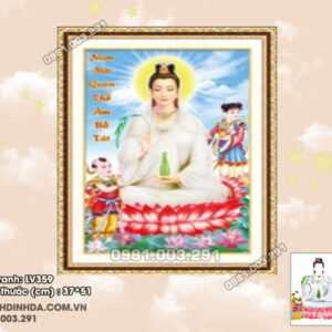 Tranh đính đá Phật Quan Âm LV359 kích thước 37cm x 51cm