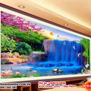 Tranh thêu chữ thập Thác nước tuyệt đẹp M8076-0598 Kích thước 150cm x 70cm
