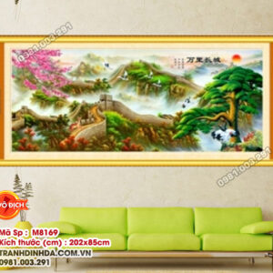 Tranh thêu chữ thập Vạn lý trường thành thêu kín M8169 Kích thước 202cm x 85cm
