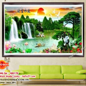 Tranh thêu chữ thập Tùng hạc diên niên M8170 Kích thước 167cm x 71cm