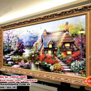 Tranh thêu chữ thập Khu vườn bình yên M8241-0682 Kích thước 174cm x 93cm