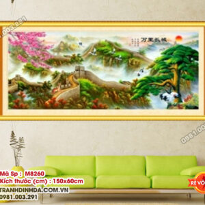 Tranh thêu chữ thập Vạn lý trường thành thêu kín M8260 Kích thước 150cm x 60cm