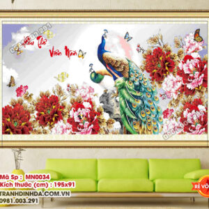 Tranh thêu chữ thập Phu Thê Viên Mãn MN0034 Kích thước 195x91cm