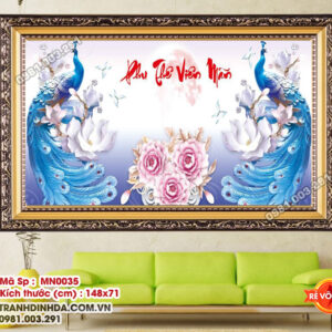 Tranh thêu chữ thập Phu Thê Viên Mãn MN0035 Kích thước 148x71cm