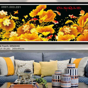 Tranh thêu chữ thập Cửu Ngư Quần Hội MN0040 Kích thước 200x95cm