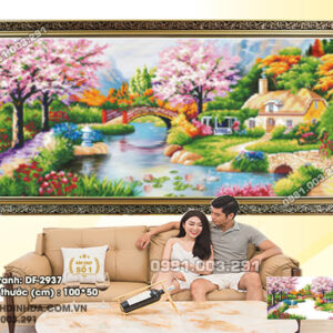 Tranh đính đá cao cấp Mùa xuân ấm áp DF2937 Kích thước 100cm x 50cm