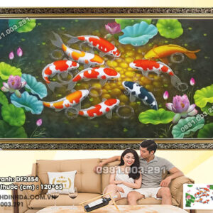 Tranh đính đá Cửu Ngư Quần Hội DF2854 kích thước 120cm x 65cm