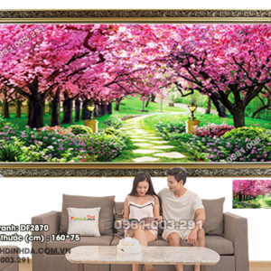 Tranh đính đá cao cấp Mùa xuân ấm áp DF2870 Kích thước 160cm x 75cm ( gắn kín tranh 100%)