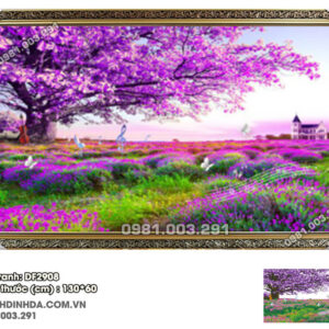 Tranh đính đá cao cấp Cánh Đồng Hoa DF2908 Kích thước 130cm x 60cm ( gắn kín tranh 100%)
