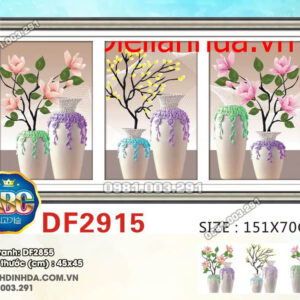 Tranh đính đá Bình Hoa Nghệ Thuật DF2915 kích thước 45cm x 45cm