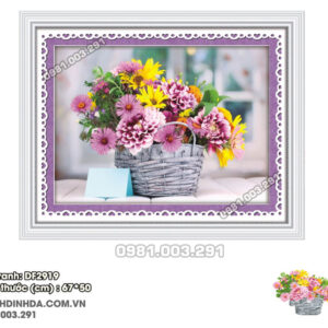 Tranh đính đá Giỏ Hoa Nghệ Thuật DF2919 kích thước 67cm x 50cm