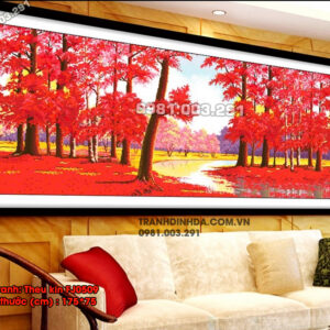Tranh thêu chữ thập Phong Cảnh Rừng Cây Lá Đỏ FJ0509 kích thước 175cm x 75cm