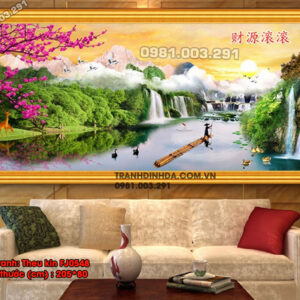 Tranh thêu chữ thập Sơn Thủy Hữu Tình FJ0548 Kích thước 205cm x 80cm